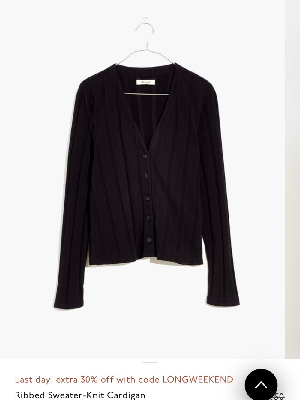 Madewell Ribbed sweater knit Button Cardigan - Black